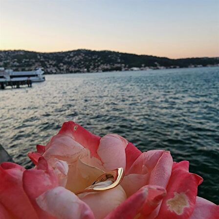 Yay 14 Ayar Altın Yüzük-Yay Taşsız Spor Tasarım Yüzük-Taşsız Hediye Modern Tasarım 14 Ayar Yüzük