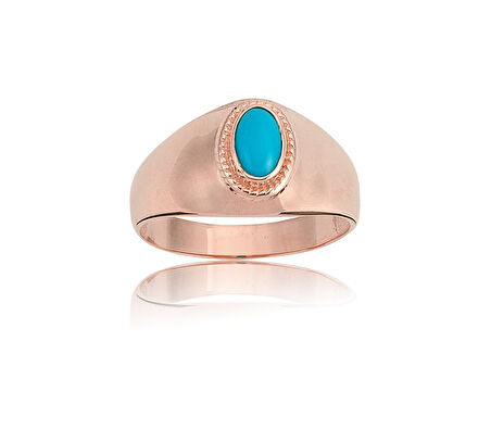 Firuze Şövalye Kadın 14 Ayar Altın Yüzük-Firuze Altın 14 Ayar Hediye Altın Yüzük