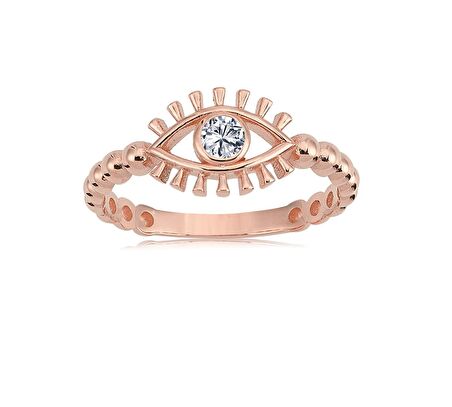 Taşlı Kirpik Göz Top Top Altın 925 Ayar Gümüş Yüzük-Göz Gümüş Yüzük-Hediye 925 Ayar Gümüş Yüzük