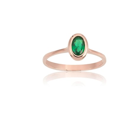0,60 CT Oval Zümrüt (Nano Zümrüt) 925 Ayar Gümüş Tektaş-0,60 CT Modern Tasarım Oval Zümrüt Tektaş