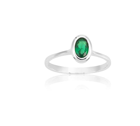 0,60 CT Oval Zümrüt (Nano Zümrüt) 925 Ayar Gümüş Tektaş-0,60 CT Modern Tasarım Oval Zümrüt Tektaş