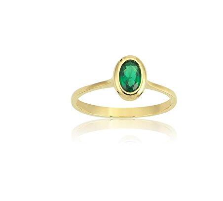 0,60 CT Oval Zümrüt (Nano Zümrüt) 925 Ayar Gümüş Tektaş-0,60 CT Modern Tasarım Oval Zümrüt Tektaş