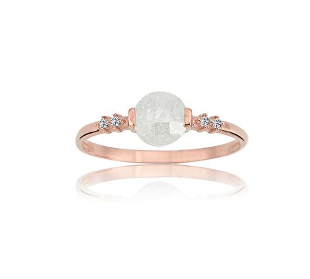 Yuvarlak Beyaz Kristal Gümüş Yüzük