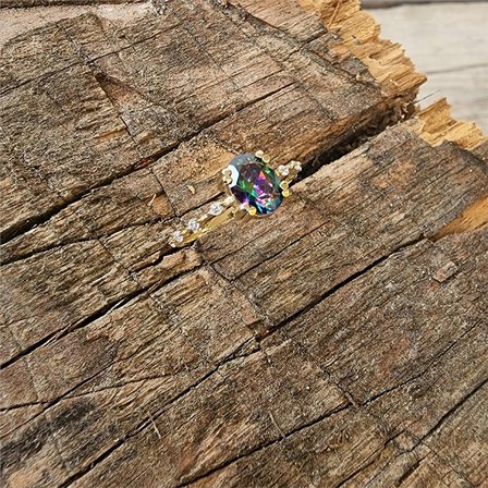 Mistik Topaz İhtişamı Kadın 925 Ayar Gümüş Evlilik Teklifi Yüzüğü-0.93 Ct Mistik Topaz Evlilik Yüzüğü