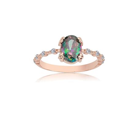 Mistik Topaz İhtişamı Kadın 925 Ayar Gümüş Evlilik Teklifi Yüzüğü-0.93 Ct Mistik Topaz Evlilik Yüzüğü