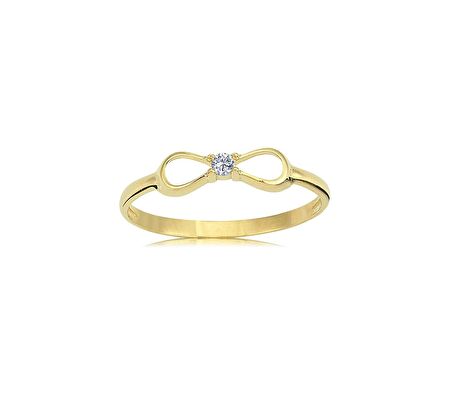 Pırlanta (Signity) Taşlı Fiyonk Desenli 925 Ayar Gümüş Yüzük-Fiyonk Desenli Hediye Gümüş Yüzük