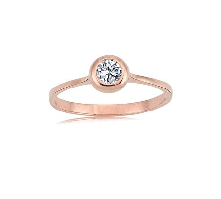 0,25 CT Pırlanta Taşlı Sıvamalı 925 Ayar Tektaş Yüzük-0,25 CT Sıvama Hediye 925 Ayar Gümüş Yüzük