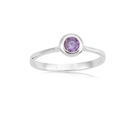 0,25 CT Ametist Taşlı Sıvamalı Tektaş 925 Ayar Gümüş Yüzük-Tektaş Gümüş Yüzük-Hediye Gümüş Yüzük