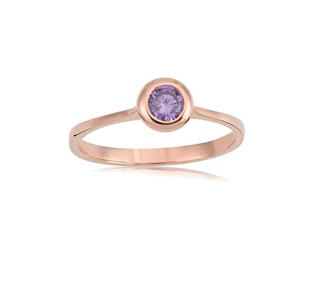 0,25 CT Ametist Taşlı Sıvamalı Tektaş 925 Ayar Gümüş Yüzük-Tektaş Gümüş Yüzük-Hediye Gümüş Yüzük