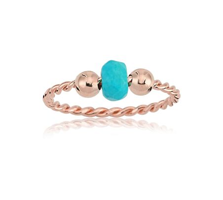 Firuze Taşlı Dünya Burgulu Tektaş Gümüş Yüzük-Dünya Tektaş Firuze Taşlı 925 Ayar Gümüş Yüzük