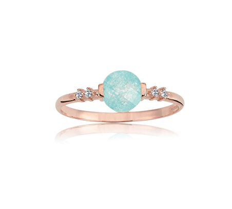 0.55 CT Quartz Taşlı Blue 925 Ayar Gümüş Yüzük-Yuvarlak Mavi Kristal Gümüş Yüzük-Hediye Gümüş Yüzük