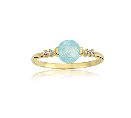 0.55 CT Quartz Taşlı Blue 925 Ayar Gümüş Yüzük-Yuvarlak Mavi Kristal Gümüş Yüzük-Hediye Gümüş Yüzük
