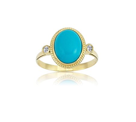 Vintage Furize Taşlı 925 Ayar Gümüş Yüzük-Otantik Firuze Taşlı Gümüş Yüzük-Hediye Gümüş Yüzük