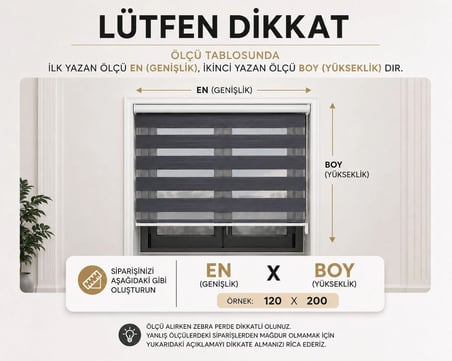 Antrasit Geniş Plise Zebra