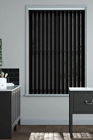 Siyah Screen Kumaş Dikey Perde  Döndürülebilen Tam Açık Ya Da Tam Kapalı  Screen Kumaş Dikey