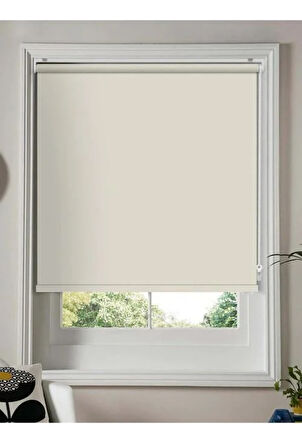 Krem Mat Stor Perde Etek Dilimsiz Güneşlik Perde Güneşlik Stor Perde