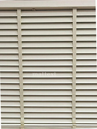 Krem Redektörlü Kurdelalı Ahşap Jaluzi