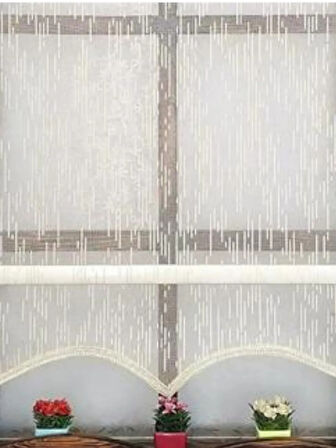 Yağmur Desen Çiftli Sistem Mekanizmalı Tül ve Stor Perde 