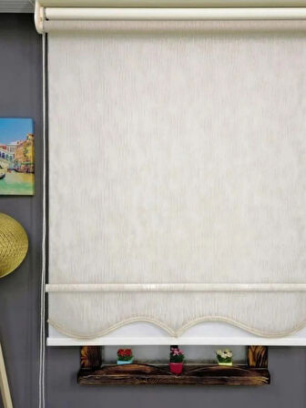 Yağmur Desen Çiftli Sistem Mekanizmalı Tül ve Stor Perde 