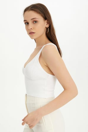 Sherin Kadın Ekru Atlet Bluz Triko Takım SWTK4342-43EK