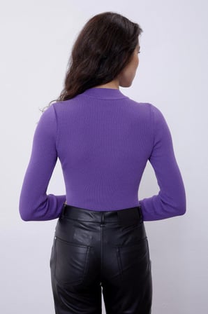 Mor Çıtçıtlı Yarım Balıkçı Yaka Triko Zıbın SWZ4501MO 