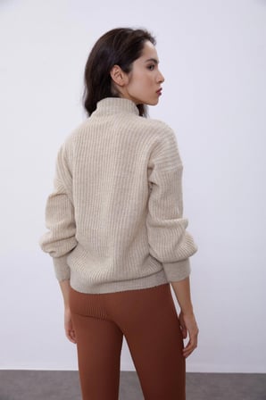 Kahve Ayak Bantlı Triko Tayt SWP4454KA