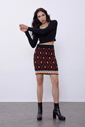 Siyah Uzun Kollu Crop Triko Kazak SWK4500Sİ
