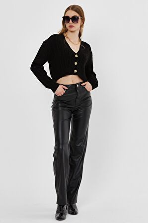 Sarı Saç Örgü Desenli Triko Hırka SWC4690Sİ