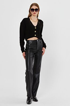 Sarı Saç Örgü Desenli Triko Hırka SWC4690Sİ