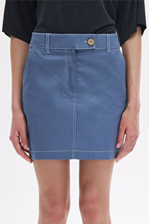 Kontrast Dikişli Mini Etek