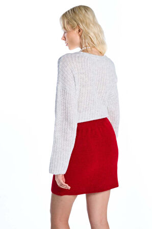 Kırmızı Basic Triko Etek