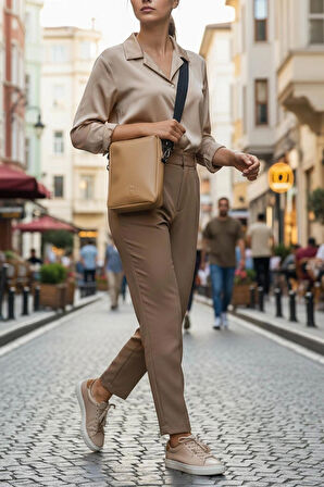 Camel (Devetüyü) Glow Elegant Omuz Çantası