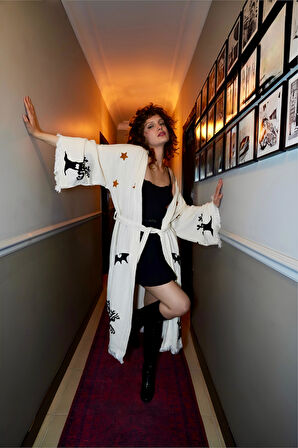 Hello Woon Taş Baskı Kimono