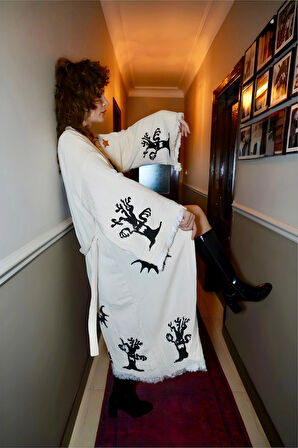 Hello Woon Taş Baskı Kimono