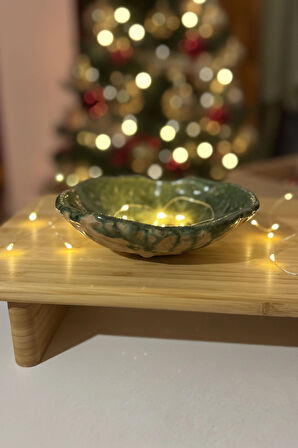 Yeşil Yaprak Formlu Seramik Kase