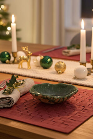 Yeşil Yaprak Formlu Seramik Kase