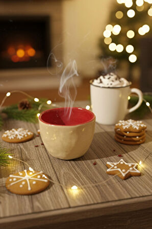 Kırmızı İç Yüzeyli Seramik Kase