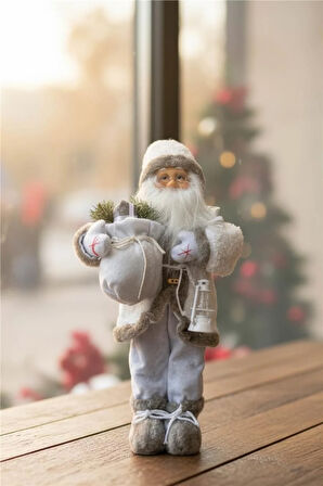 Beyaz-Gri Noel Baba – 30 cm