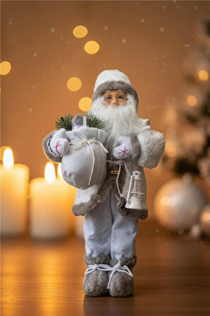 Beyaz-Gri Noel Baba – 30 cm
