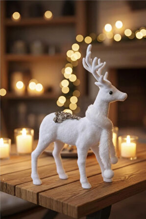 Beyaz Geyik Figürü – 35 cm
