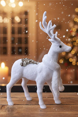 Beyaz Geyik Figürü – 35 cm