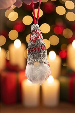 Yılbaşı Ağaç Süsleri Koleksiyonu- Gri Şapkalı Beyaz Sakallı Süs