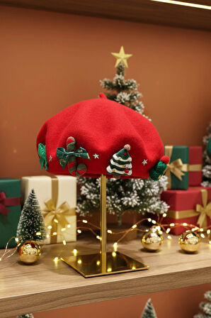 Kırmızı Yılbaşı Temalı Bere