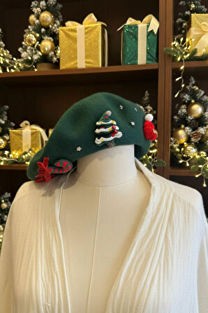 Yeşil Yılbaşı Temalı Bere