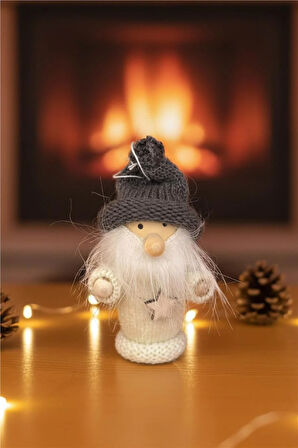 Yılbaşı Ağaç Süsü – Gri Bereli Noel Figürü