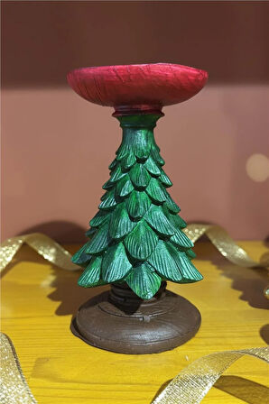 Yılbaşı Ağacı Formlu Seramik Mumluk