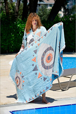 Mavi Evil Eye Peştemal