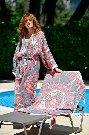 Gri-Turuncu Mandala Peştamal