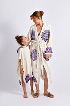 Naturel Mandala Kimono &Çocuk Panço Set 