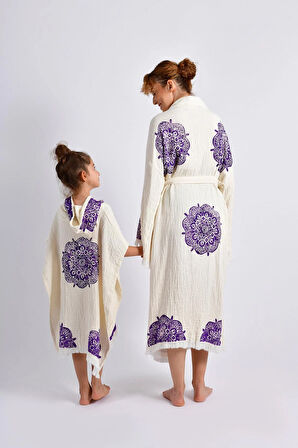 Naturel Mandala Kimono &Çocuk Panço Set 